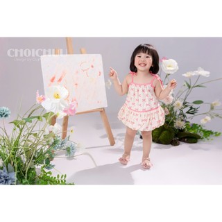 Đầm Hai Dây Cho Bé ChoiChuu Dáng Babydoll Thắt Nơ Vai, Họa Tiết Nơ Hồng Kèm Quần Chip Xinh Xắn