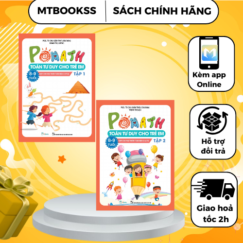 Sách - Combo Pomath Toán Tư Duy Cho Trẻ 8 - 9 Tuổi (Tập 1 + Tập 2)