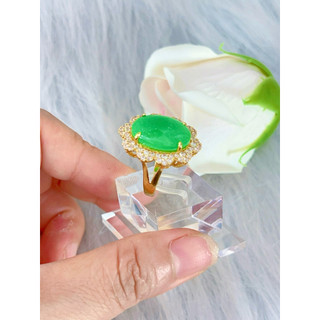 Hàng mới về nhẫn đá màu xanh trang sức mạ vàng 18 ca bên bi cao cấp, nhẫn đá màu xanh bản to có viên đá trắng cao cấp.