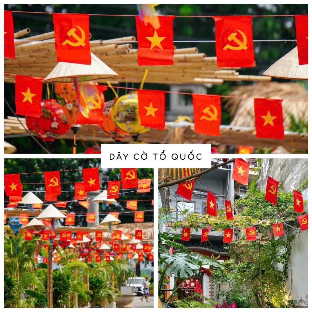Cờ dây sao, cờ dây tổ quốc,Dây cờ tam giác,cờ đuôi nheo nhiều màu trang trí deco ,lễ hội,trung thu