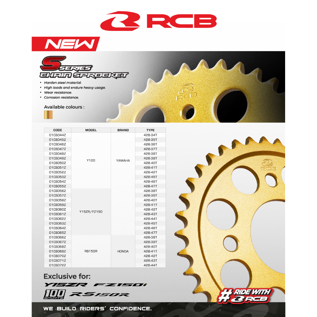 Đĩa Tải RCB S Series Vàng Gắn Exciter 150 / FZ150 – Nhôm CNC, Nhẹ Bền, Chuẩn Size