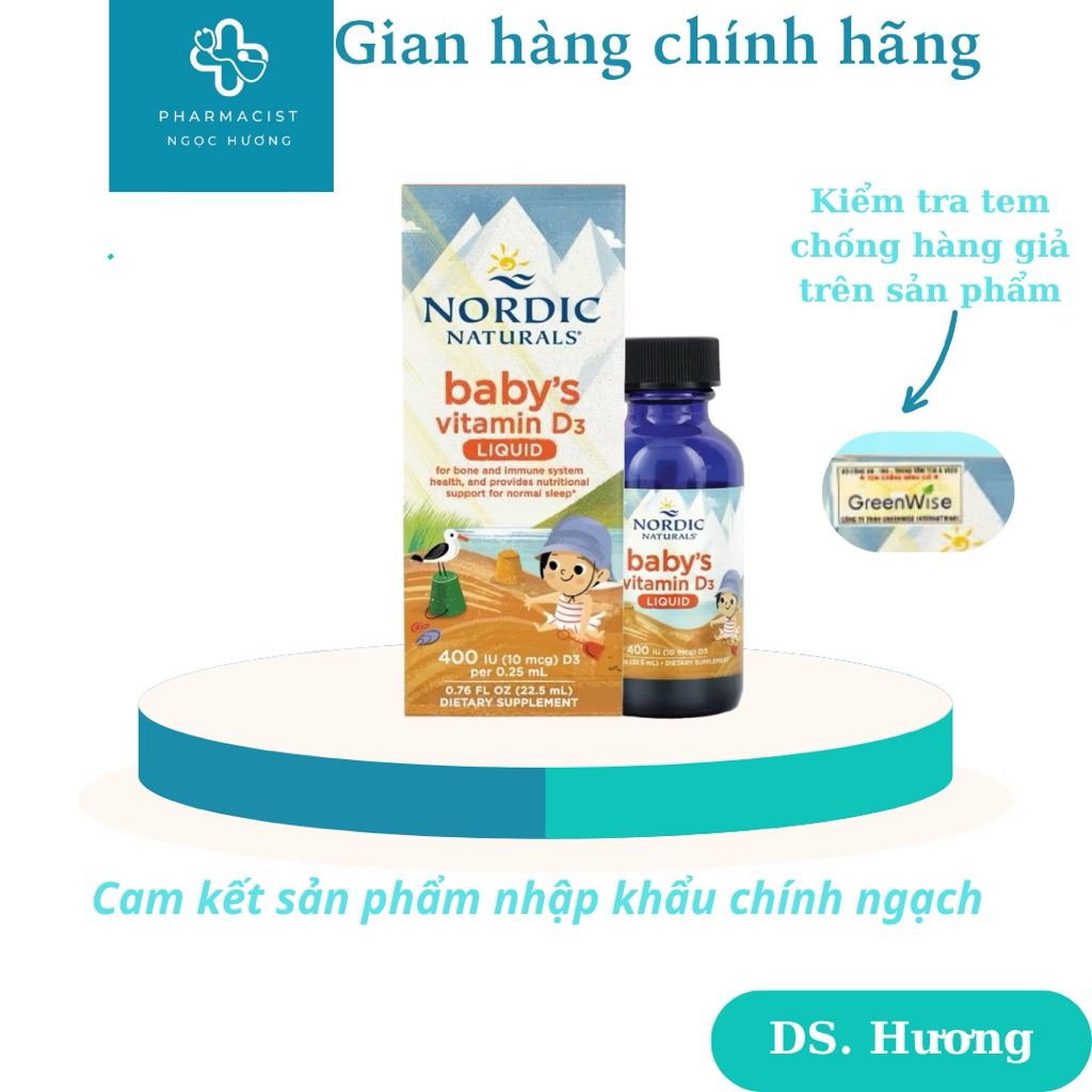 Vitamin D3 thuần tinh khiết Nordic Naturals lọ 22,5ml, Hỗ trợ phát ...
