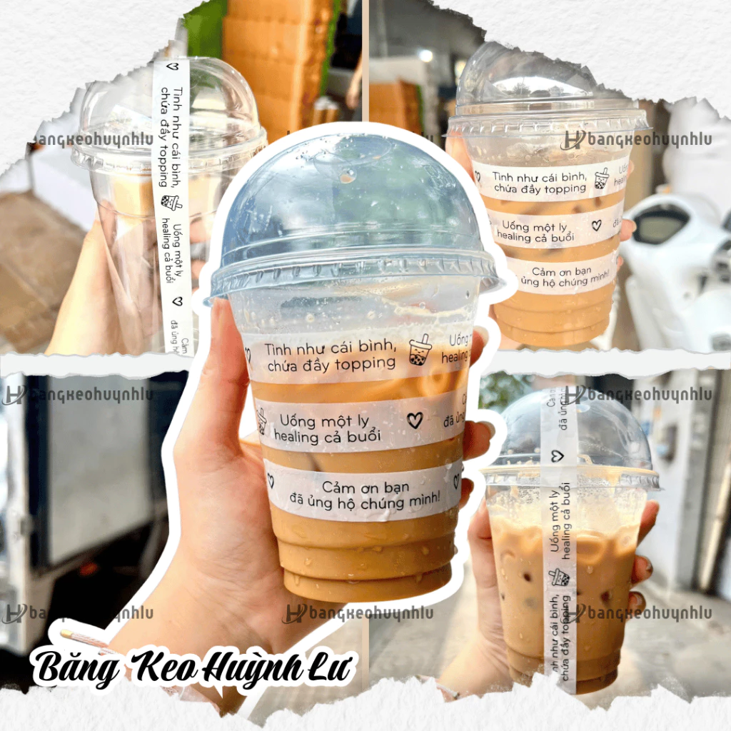 Cuồn băng keo dán ly chữ THANK YOU (15mm , 12mm) trà sữa, dán chai, dán hộp.