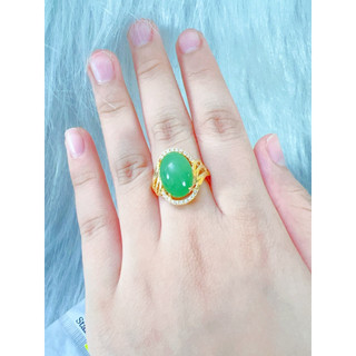 Hàng mới về các mẫu nhẫn đá mạ vàng trang sức 18 ca màu xanh cao cấp dành cho nữ trang sức Nhà Tám.