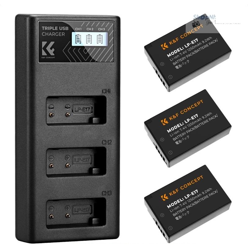 Combo 3 pin 1 sạc K&F concept for Canon LP-E17 1250mah Canon EOS R10 ...