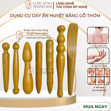 Dụng cụ massage, day ấn huyệt cạo gió dưỡng sinh bằng gỗ thơm đánh bay mệt mỏi, tiện lợi dễ sử dụng