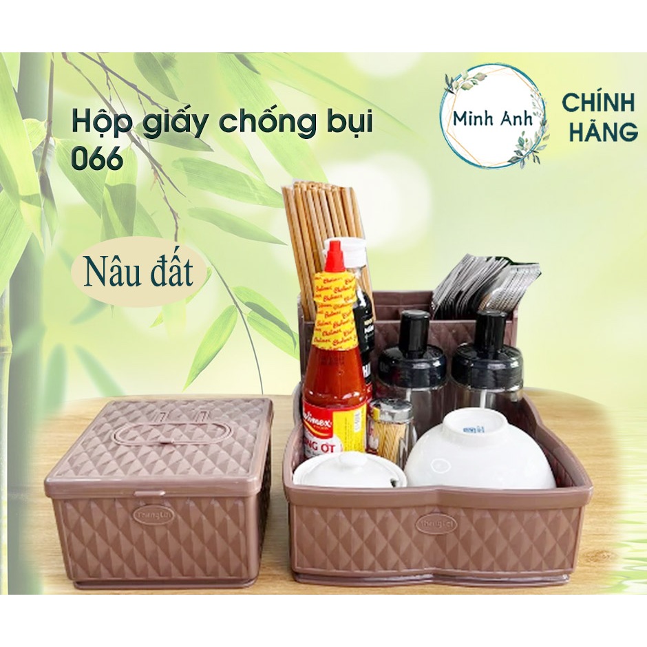 [ Hỏa tốc ] 066 - Hộp giấy khăn giấy rút [Màu : Nâu gỗ ] nhựa quán ăn nhà hàng giá rẻ khay dua