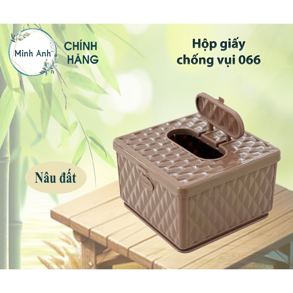 [ Hỏa tốc ] 066 - Hộp giấy khăn giấy rút [Màu : Nâu gỗ ] nhựa quán ăn nhà hàng giá rẻ khay dua