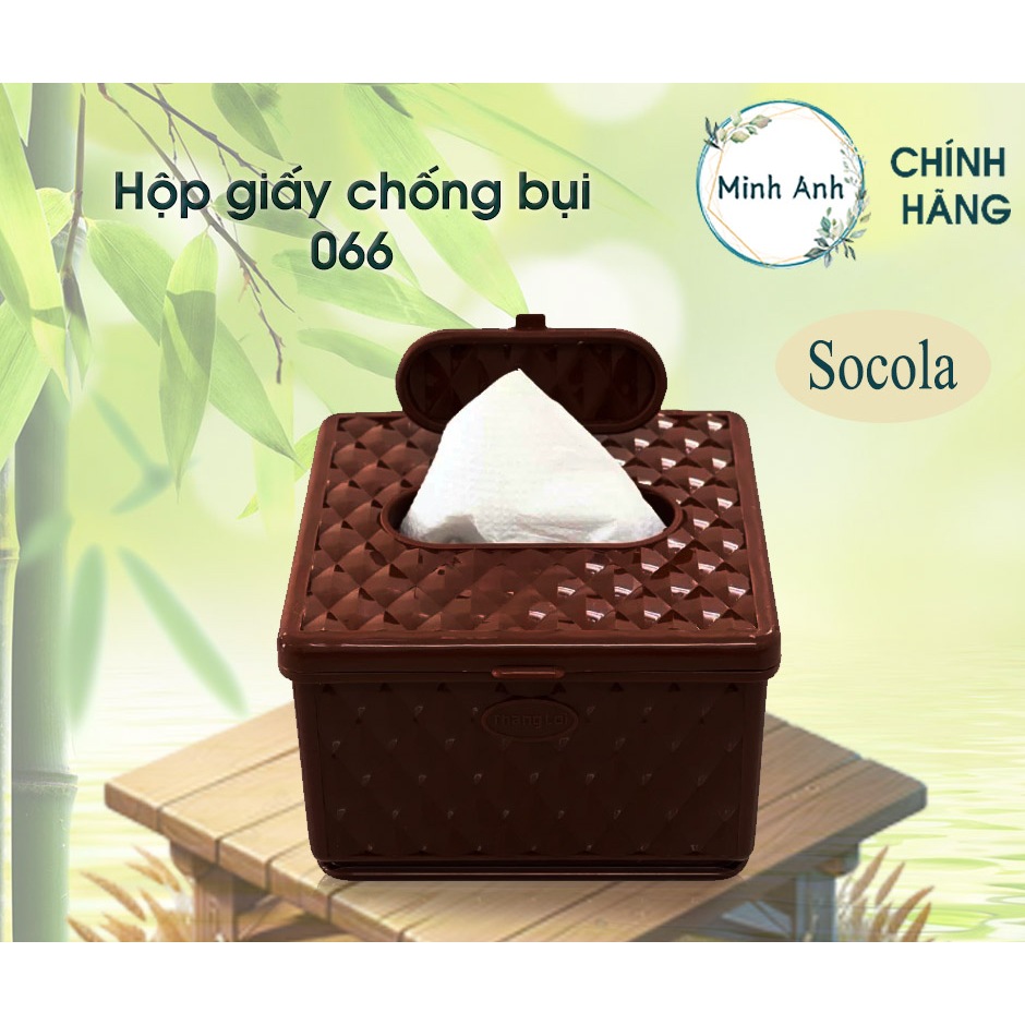 [ Hỏa tốc ] 066 - Hộp giấy khăn giấy rút [Màu : Nâu gỗ ] nhựa quán ăn nhà hàng giá rẻ khay dua