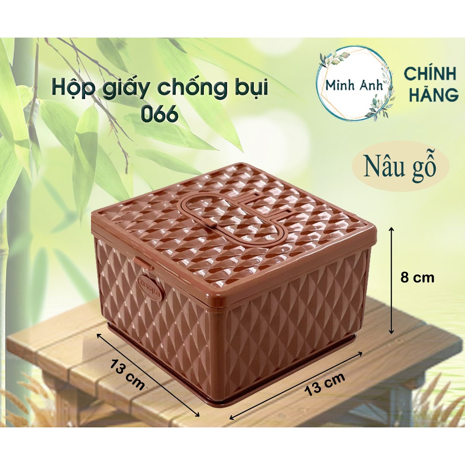 [ Hỏa tốc ] 066 - Hộp giấy khăn giấy rút [Màu : Nâu gỗ ] nhựa quán ăn nhà hàng giá rẻ khay dua