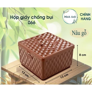 066 - Hộp giấy khăn giấy rút [Màu : Nâu gỗ ] nhựa quán ăn nhà hàng giá rẻ khay dua