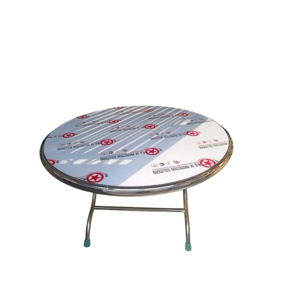 Bàn tròn inox 100% xếp gọn chất liệu inox
