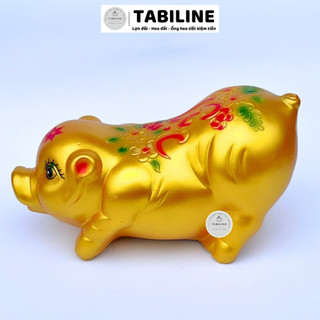 Heo đất ống tiết kiệm tiền lỗ ngang heo ngọc trinh size vừa màu gold LD31 - TABILINE