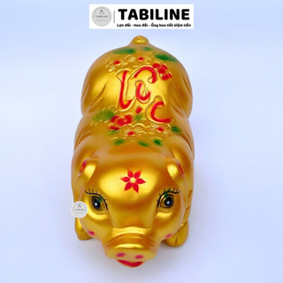 Heo đất ống tiết kiệm tiền lỗ ngang heo ngọc trinh size vừa màu gold LD31 - TABILINE