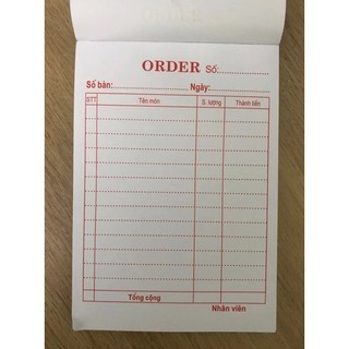 PHIẾU ORDER 1liên - Khổ A6 quyển 100 Tờ