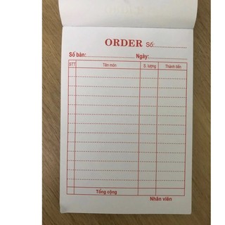 PHIẾU ORDER 1liên - Khổ A6 quyển 100 Tờ