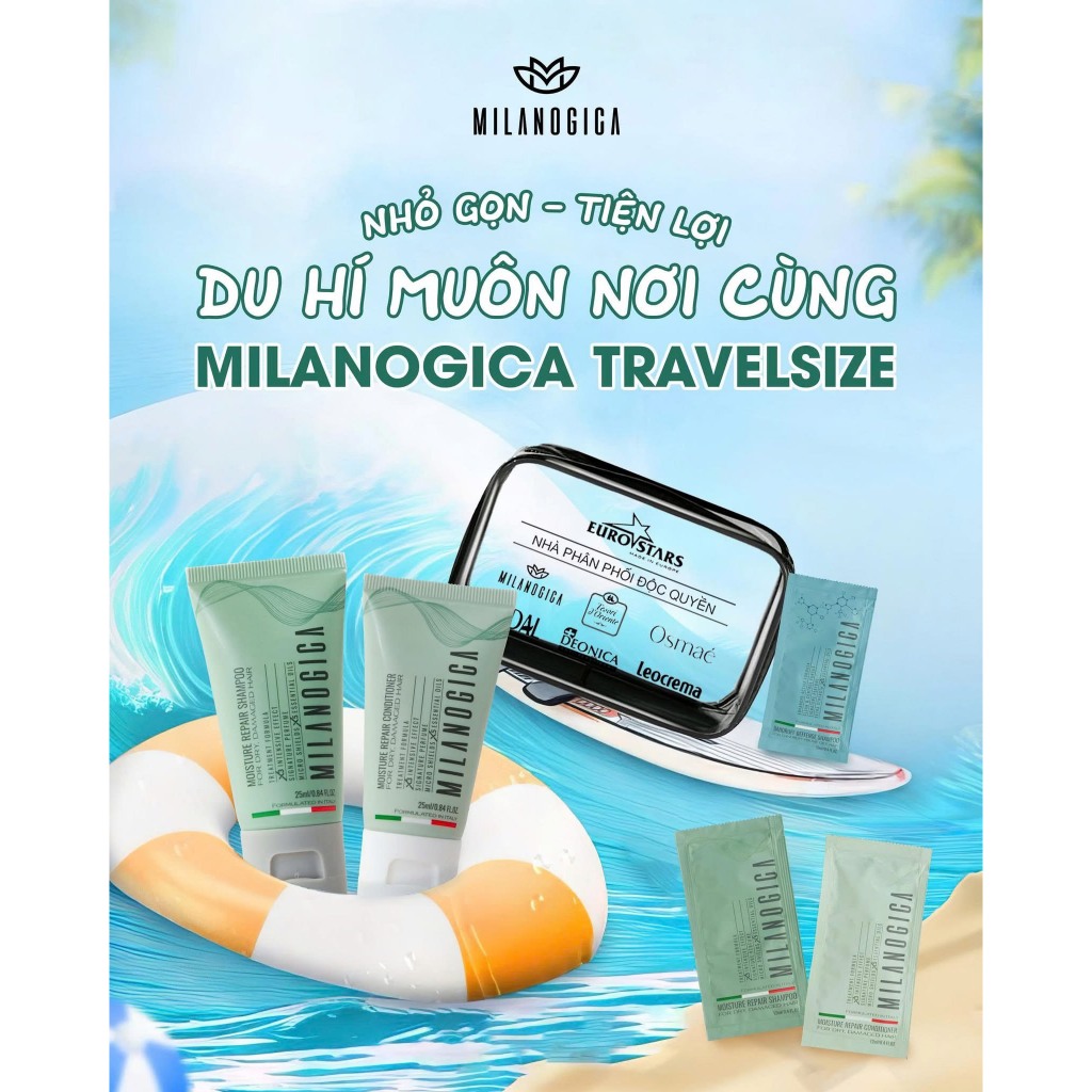 Dầu gội xả Milanogica dạng gói 12ml/ gói du lịch tiện lợi