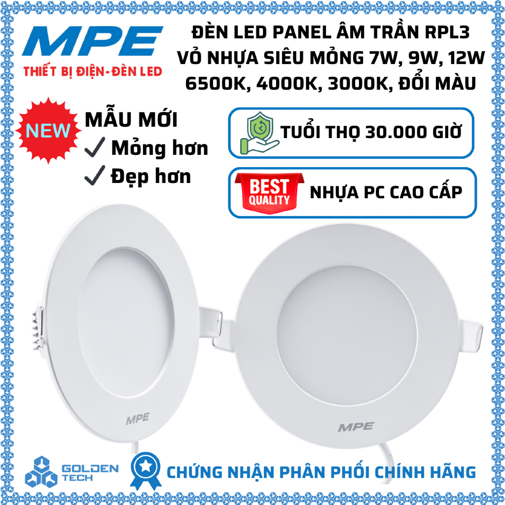 Đèn led âm trần RPL3 6W 9W 12W 18W 3000K/4000K/6500K MPE CHÍNH HÃNG ...