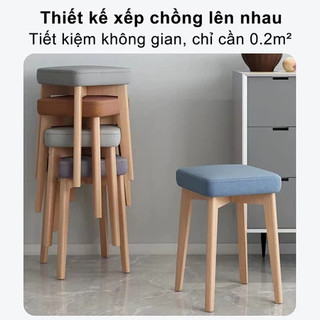 Ghế gỗ Đôn Tròn chắc chắn Thiết Kế Nệm Ngồi Da PU Mềm Mại Thích hợp với ghế ăn và ghế văn phòng