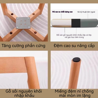 Ghế gỗ Đôn Tròn chắc chắn Thiết Kế Nệm Ngồi Da PU Mềm Mại Thích hợp với ghế ăn và ghế văn phòng