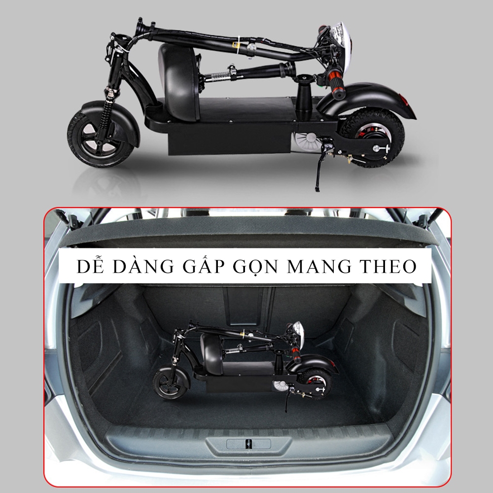 Xe điện mini E- SCOOTER phiên bản cao cấp gấp gọn, động cơ 120W, pin 4.5AH / 24V, tải trọng 80kg, tặng kèm giỏ đồ