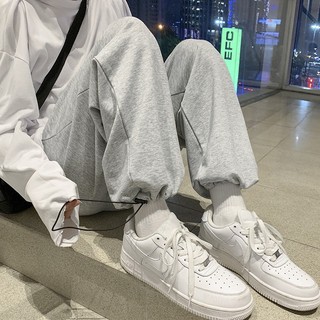 Quần nỉ thể dục nam nữ ⚡️ VIDEO + ẢNH THẬT ⚡️ Quan ống rộng xuông có dây trơn rút chân mặc 2 kiểu K1
