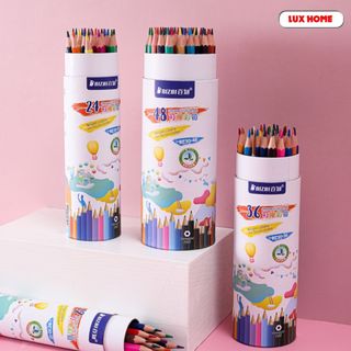 Hộp 48 bút chì màu cao cấp tẩy được dùng cho học sinh, sinh viên, Bút chì màu trẻ em