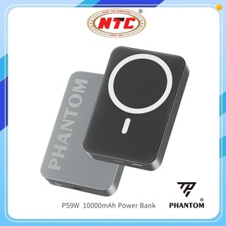 [CÓ 3C] Pin Dự Phòng không dây PHANTOM P59W 10000mAh TypeC PD 20W, Sạc Từ 15W, Vỏ Kim loại nguyên khối