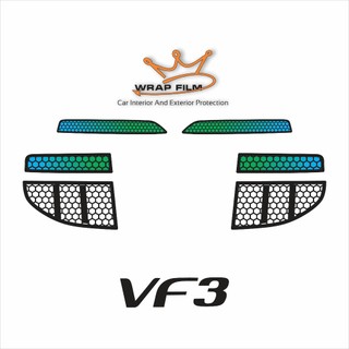 Decal trang trí ô tô hình tổ ong dán đèn Vinfast VF3- tem in trong 3 lớp không thấm nước không phai màu