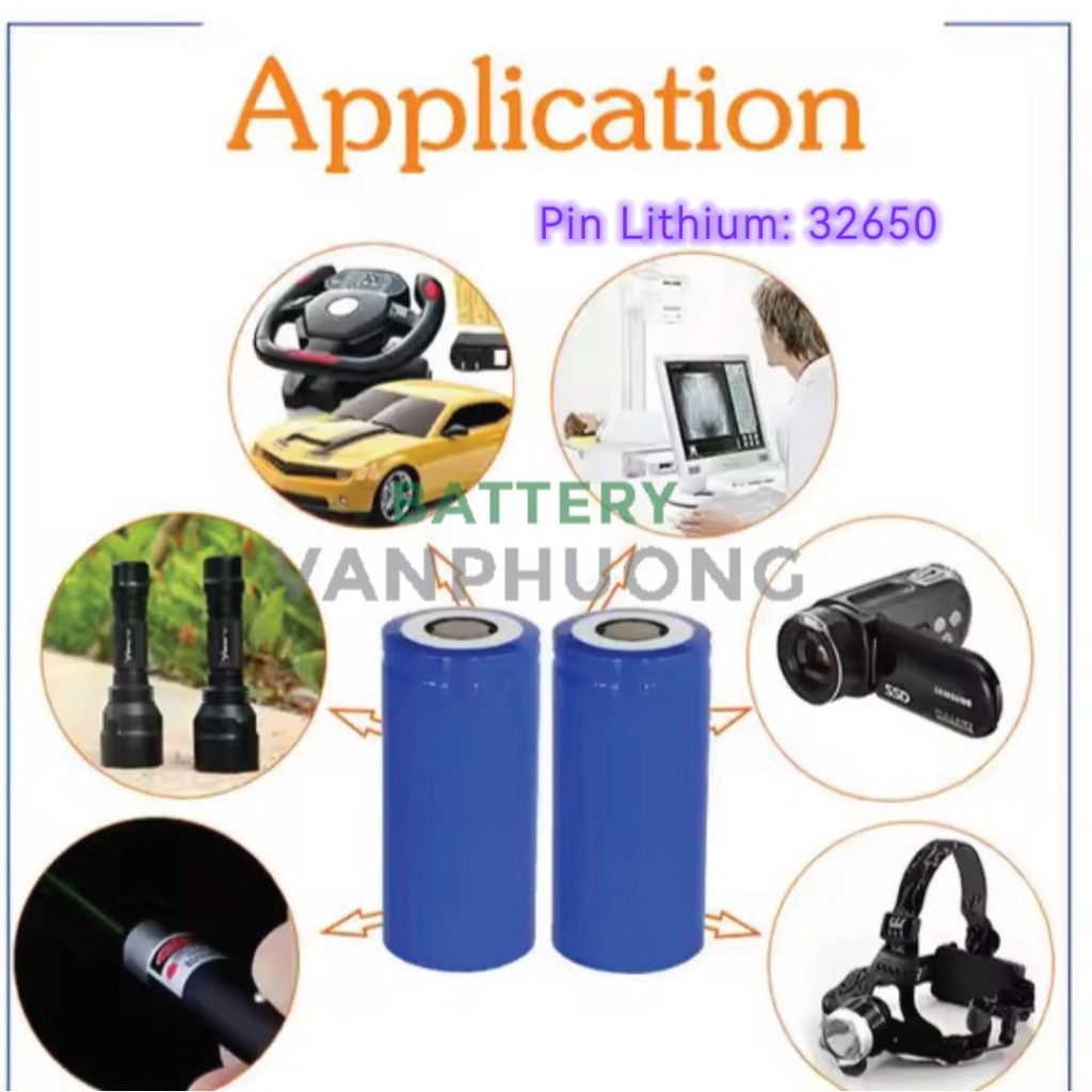 Pin Lithium: 32650 - Dung lượng: 6000 mAh - Điện áp: 3,2V - Hàng mới ...
