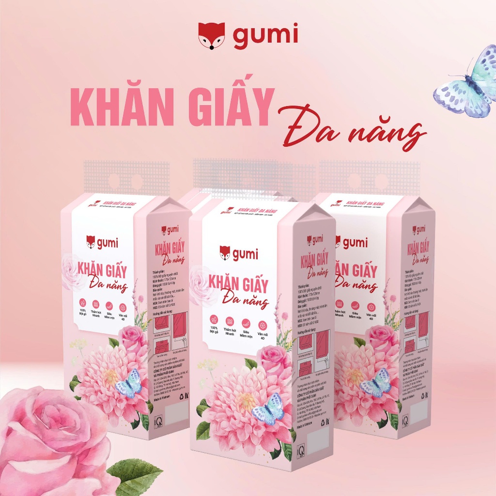 Thùng 10 Bịch Khăn giấy rút Gumi , giấy vệ sinh treo tường 1000 tờ 4 lớp tặng 3 móc treo