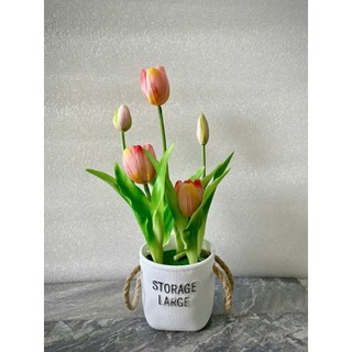 🌷 Chậu Hoa Tulip Giả (chậu cắm sẵn như hình) –tulip cao su-  Tinh Tế, Nhẹ Nhàng & Hiện Đại 🌷