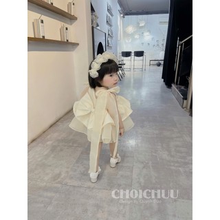 Váy Công Chúa Bé Gái ChoiChuu màu kem Cao Cấp, Đầm Xòe Đi Tiệc Sinh Nhật, Thôi Nôi Cho Bé 0-7 Tuổi