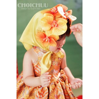 Khăn Hoa Lan Bắc Bling Trung thu Cho Bé Gái ChoiChuu, Vải Satin Cao Cấp Phối Hoa Lan 3D Form Chuẩn, Không Xẹp