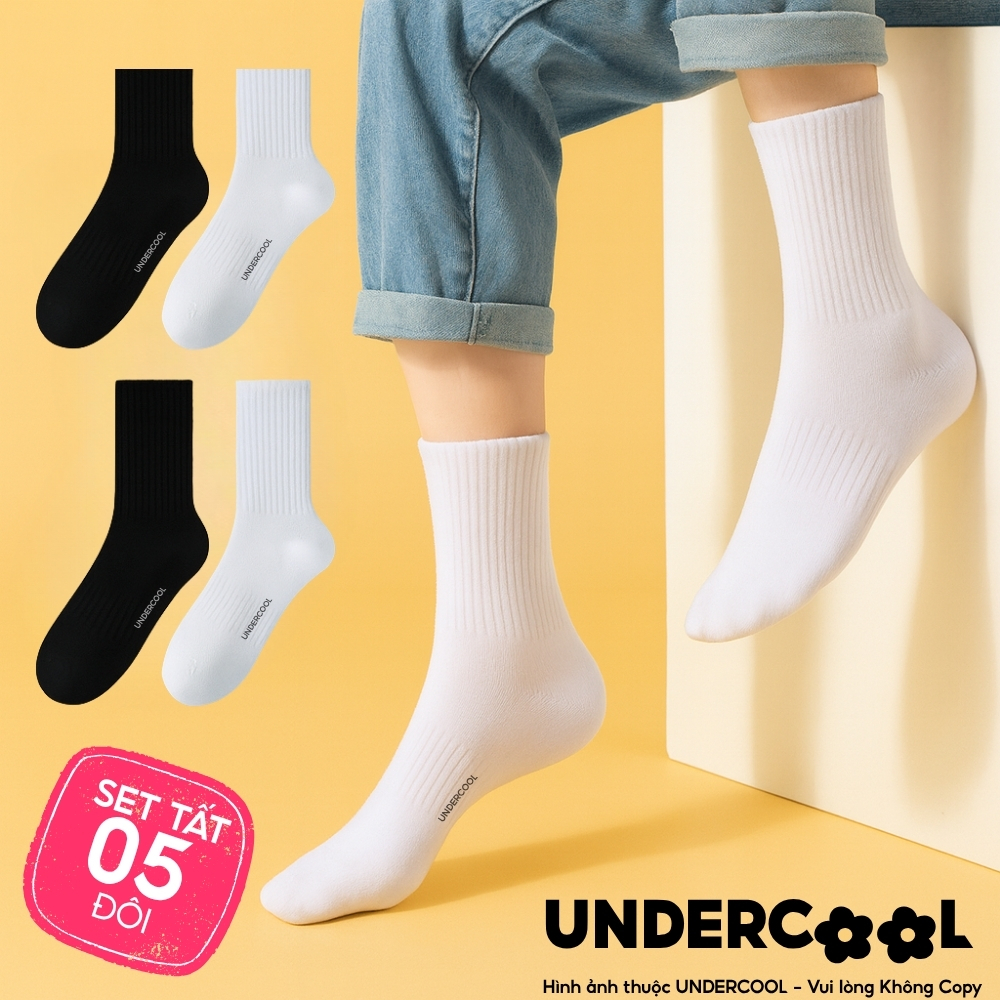 COMBO 5 đoi Tất vớ nữ unisex UNDERCOOL kiểu Hàn Quốc co giãn bốn chiều , phong cách đơn giản , chống hôi chân CB-TC96