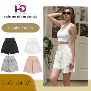 [COMBO] 2 Quần Đùi Lỡ Tập Gym Yoga Nữ Cạp Cao Co Giãn 4 Chiều Quần Thể Thao Nữ Chạy Bộ, Tập Gym