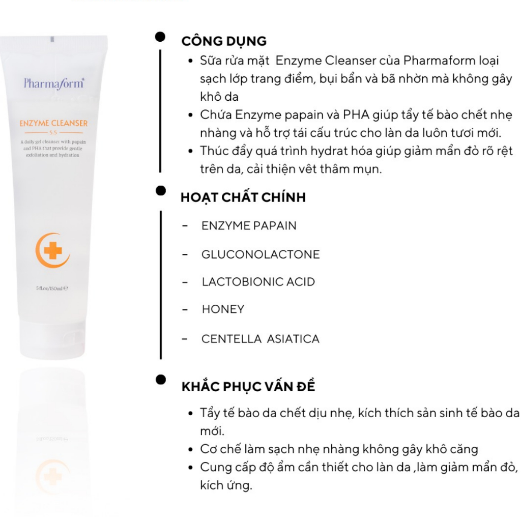 Sữa rửa mặt Pharmaform Enzyme Cleanser Làm Sạch Bụi Bẩn - 150ml
