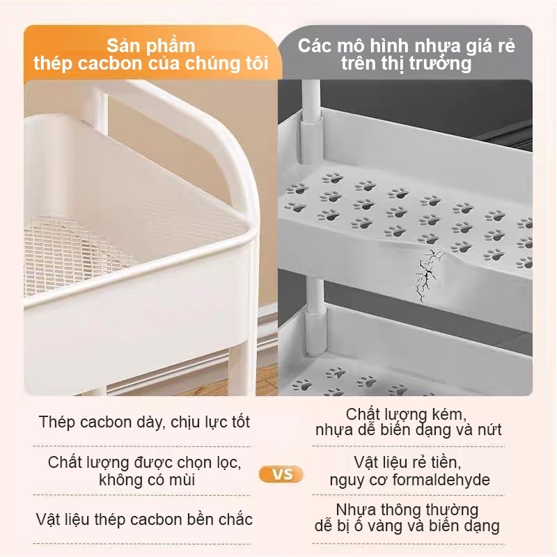 MIST Xe đẩy đầu giường [Khung thép cacbon + giỏ] Kệ đựng đồ đa năng phòng ngủ Kệ Để Đồ Có bánh Với tấm ván gỗ