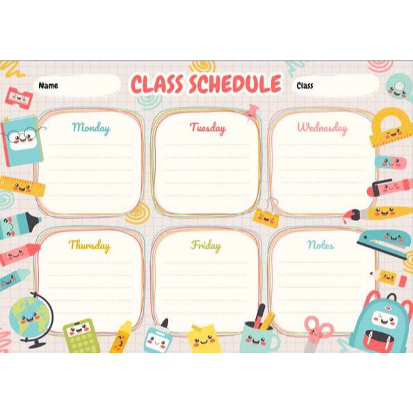 10+ mẫu Bảng Thời Khóa biểu khổ A3 ngộ nghĩnh cho bé yêu thêm việc học, chủ động tự giác in trên giấy dày định lượng 200
