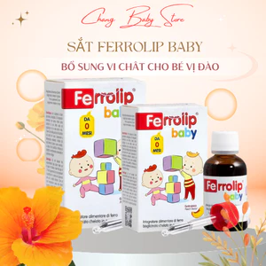 Sắt Ferrolip Baby dạng Siro Vị Đào Hỗ Trợ Bổ Sung Sắt Cho Bé chai 30ml + quà