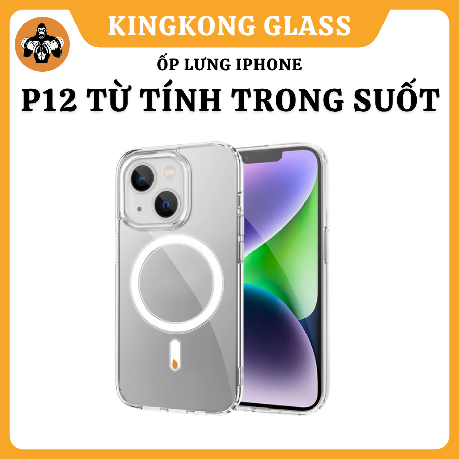 Ốp lưng từ tính KOLEAD P12 trong suốt chống sốc, hỗ trợ sạc không dây, bảo vệ điện thoại 11 12 13 14 15 16