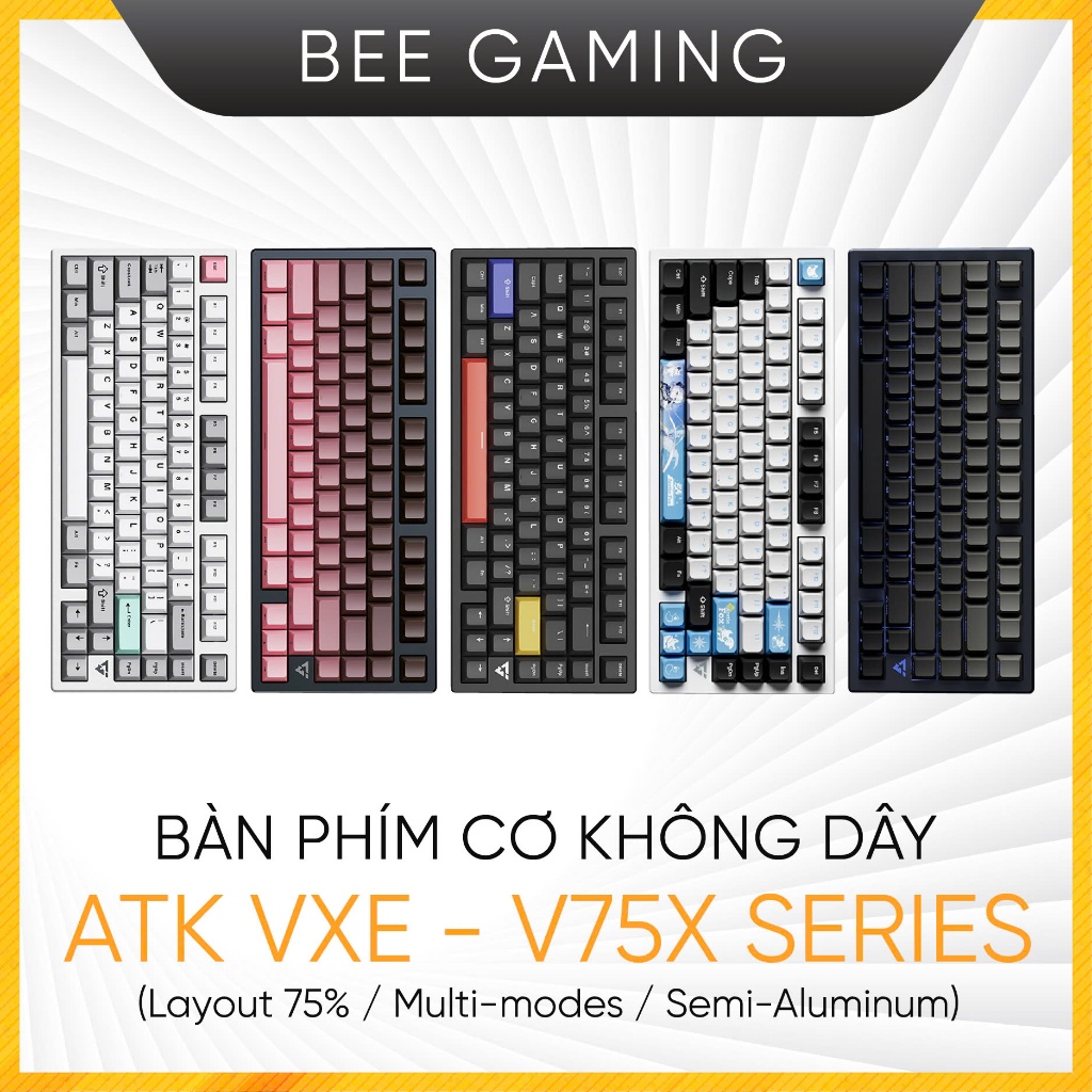 Bàn phím cơ không dây ATK VXE – V75X – Black (Multi-modes / Semi ...