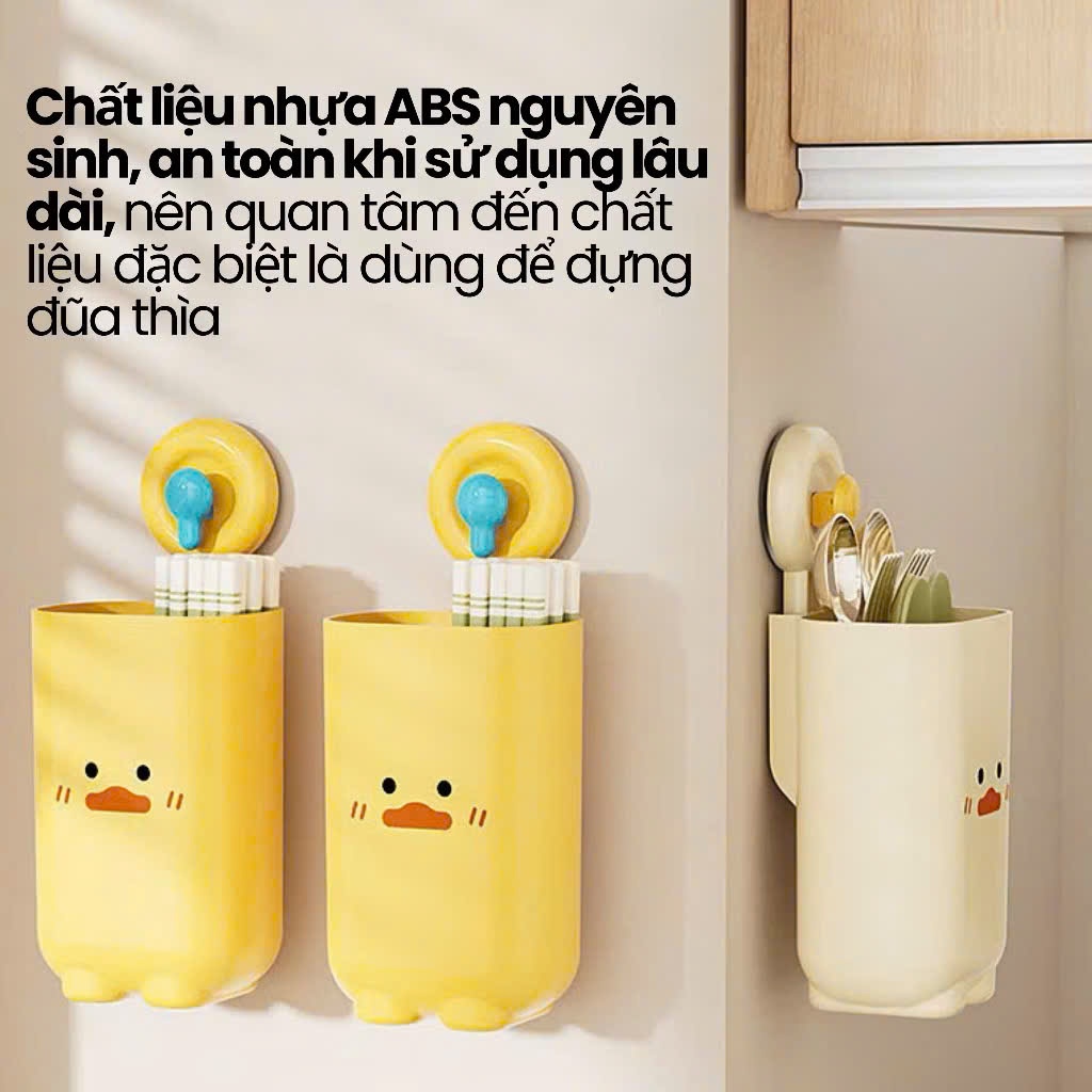 Hộp đựng đũa muỗng treo tường nhựa ABS cao cấp, thoáng khí ngăn ẩm mốc, ống đựng đũa treo tường chống bụi tích hợp móc