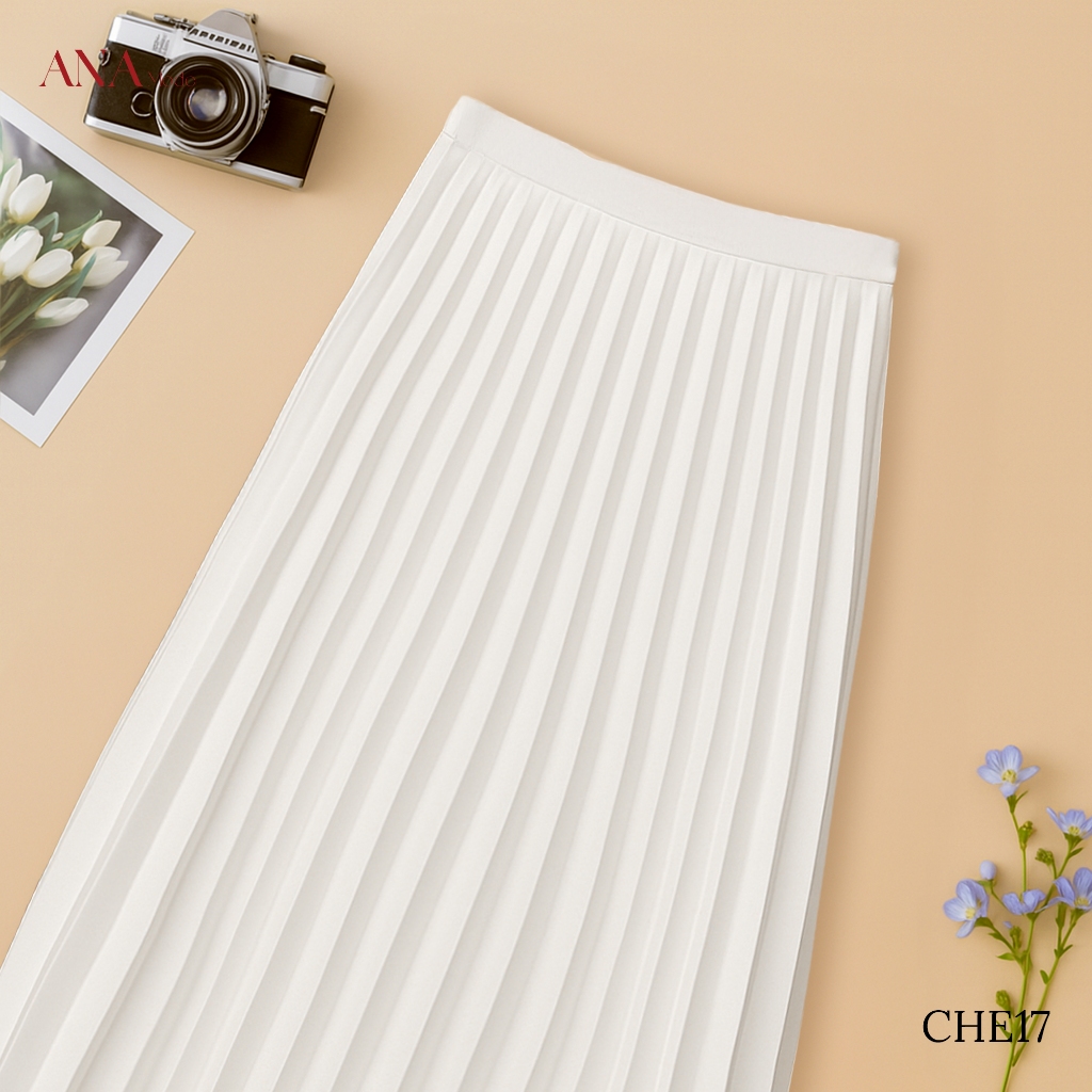 Chân Váy Xếp Ly Trung Niên ANA Mode Chất Liệu Cotton Lạnh Cao Cấp, Sang Trọng Quà Tặng Mẹ CV25CHE17
