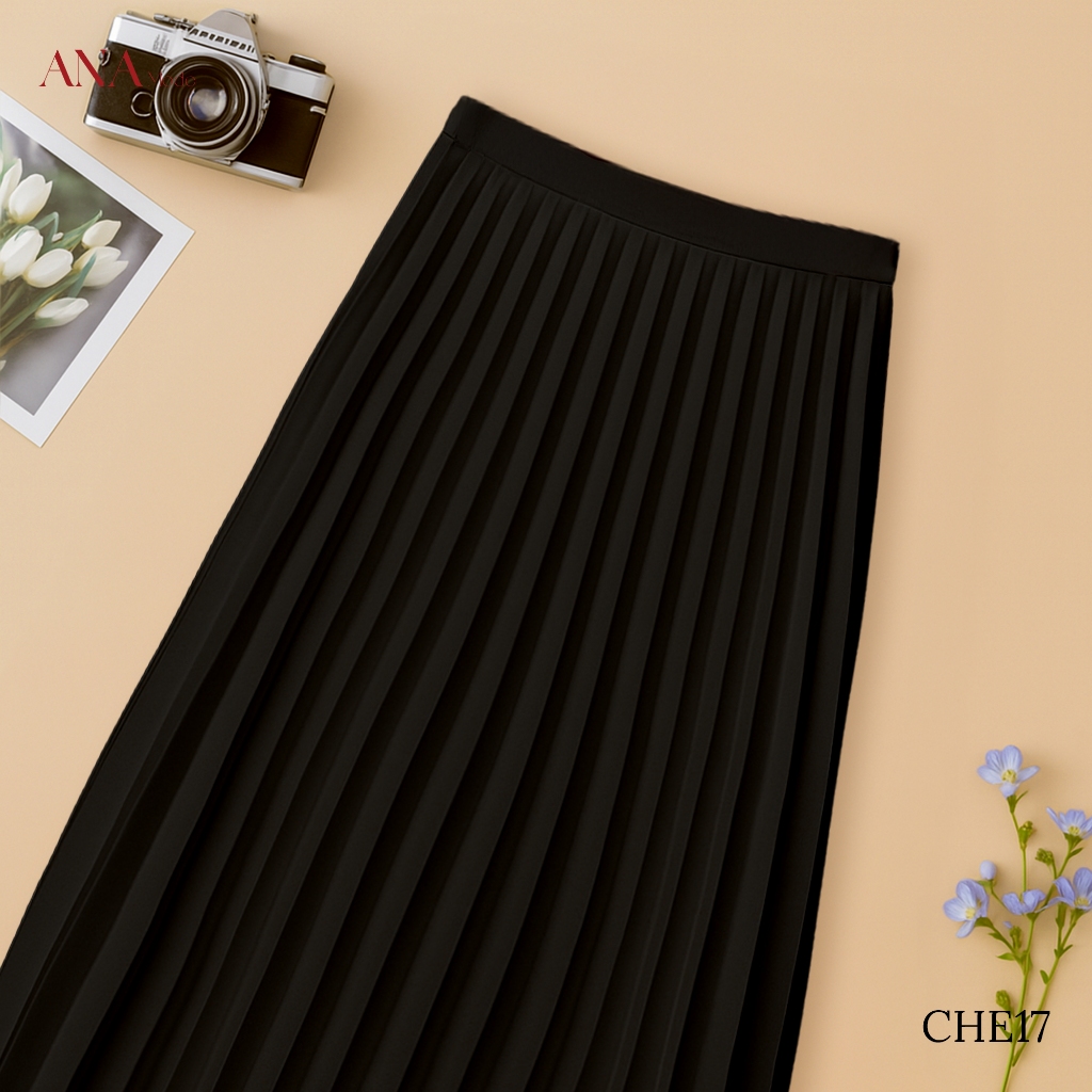 Chân Váy Xếp Ly Trung Niên ANA Mode Chất Liệu Cotton Lạnh Cao Cấp, Sang Trọng Quà Tặng Mẹ CV25CHE17
