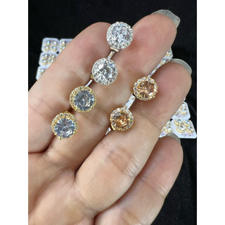 Hàng hot trend các mẫu hoa tai chốt xiên hàng titan đính đá pha lê đẹp long lanh trang sức cao cấp mạ vàng 18 ca cho nữ