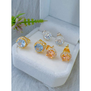 Hàng hot trend các mẫu hoa tai chốt xiên hàng titan đính đá pha lê đẹp long lanh trang sức cao cấp mạ vàng 18 ca cho nữ