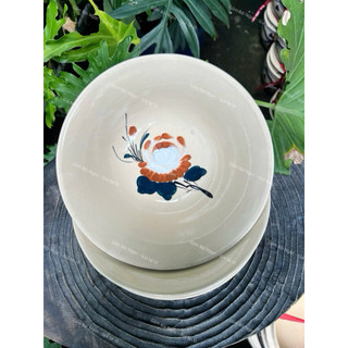 Tô Gốm Vẽ Hoa Xưa Điểm Trắng - Tô Tượng Size Đại 21cm - Gốm Lái Thiêu - Gốm Xưa Cho Người Hoài Niệm