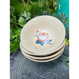 Tô Gốm Vẽ Hoa Xưa Điểm Trắng - Tô Tượng Size Đại 21cm - Gốm Lái Thiêu - Gốm Xưa Cho Người Hoài Niệm