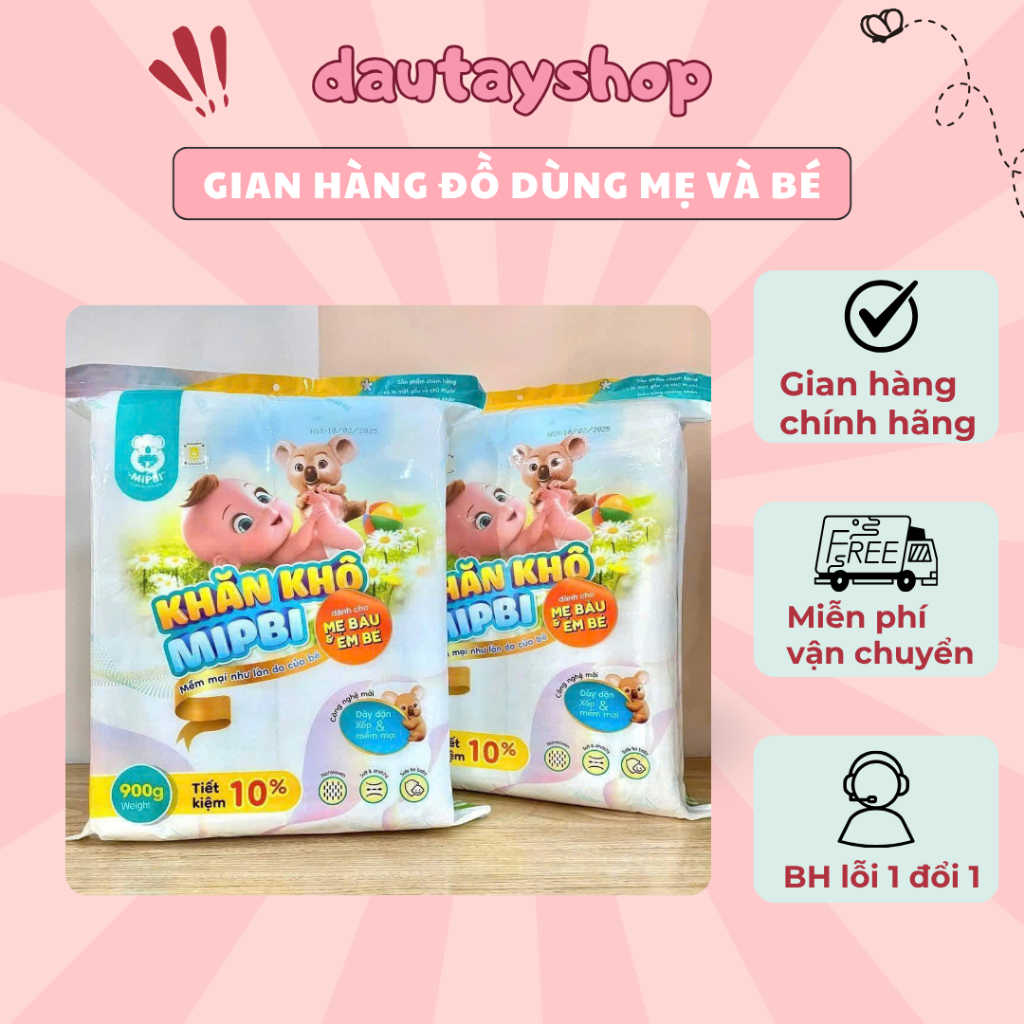 Combo Khăn vải khô đa năng Mipbi cho bé hàng chính hãng
